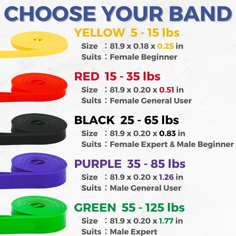 LEZER Resistance Bands - Pull Up Bands for Home Gym Fitness, Stretching, Physical Therapy & Training - Includes Instruction - Image 2